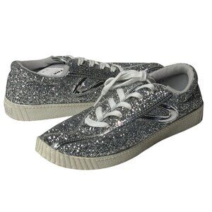 Tretorn Lil Nylite Glitter Sneakers Girls 4 Silver Sparkle